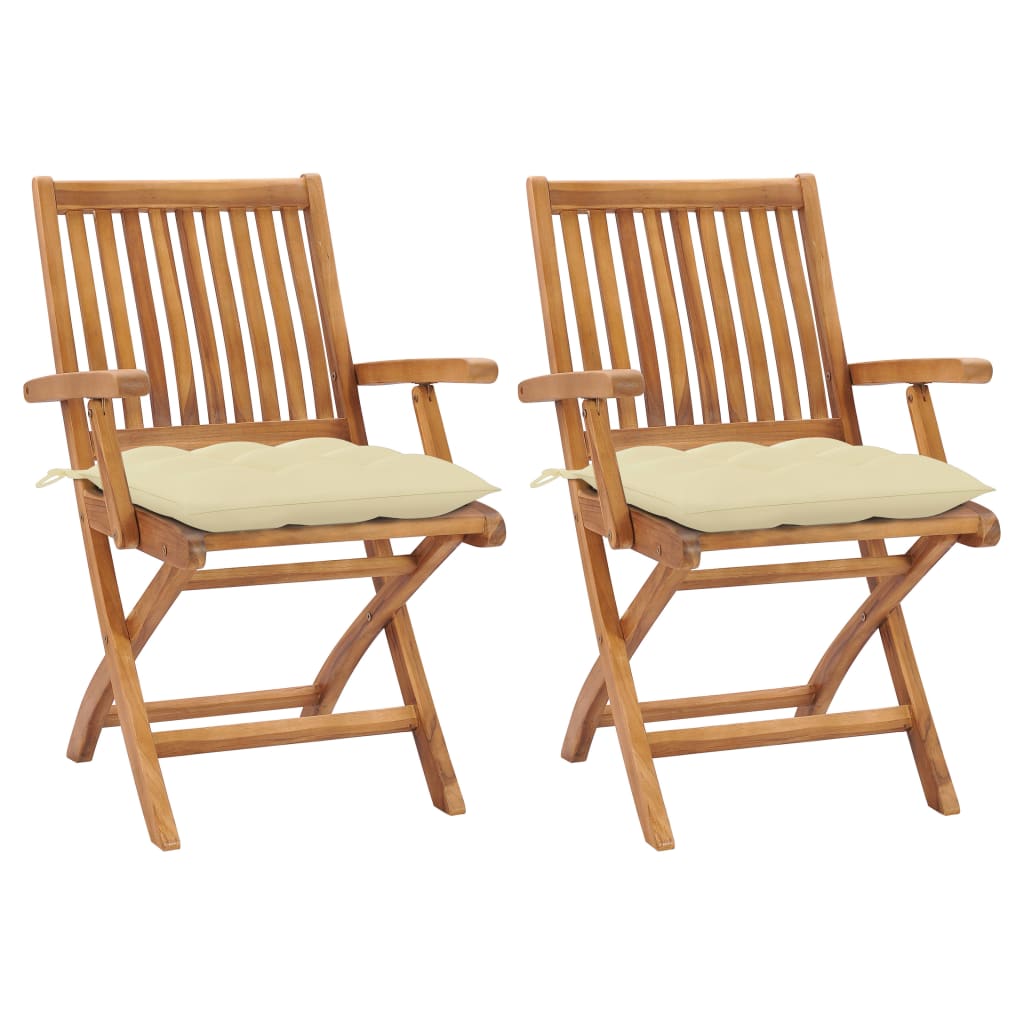 Gartenstühle 2 Stk. Mit En Kissen Massivholz Teak