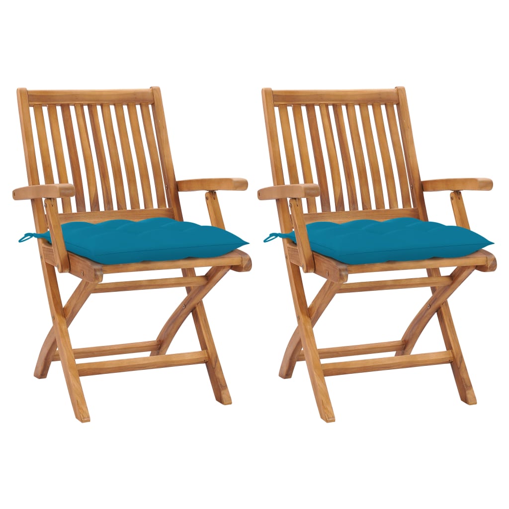 Gartenstühle 2 Stk. Mit En Kissen Massivholz Teak