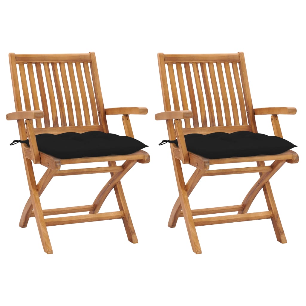 Gartenstühle 2 Stk. Mit En Kissen Massivholz Teak