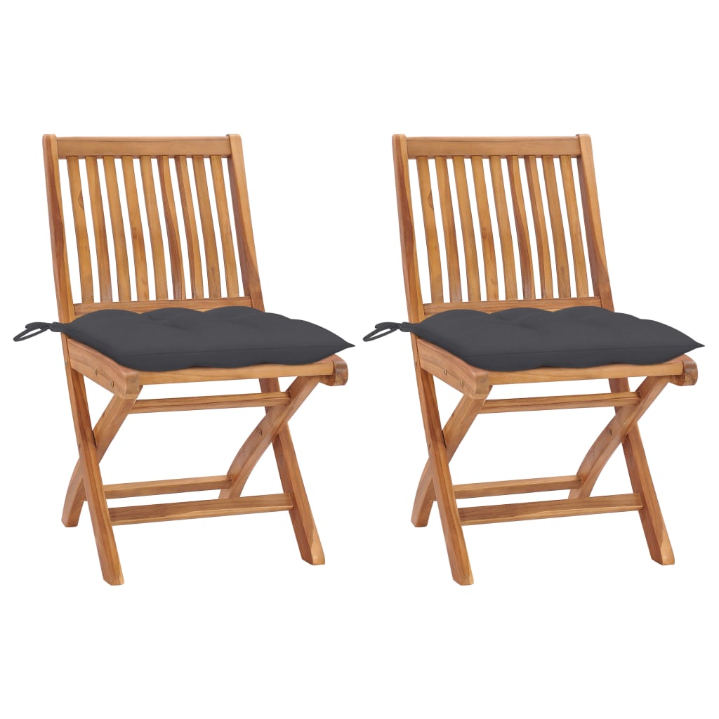 Gartenstühle 2 Stk. Mit En Kissen Massivholz Teak