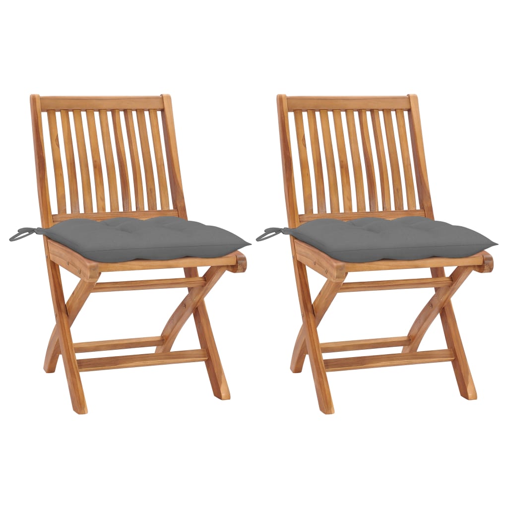 Gartenstühle 2 Stk. Mit En Kissen Massivholz Teak