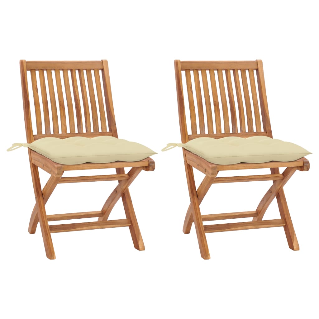 Gartenstühle 2 Stk. Mit En Kissen Massivholz Teak