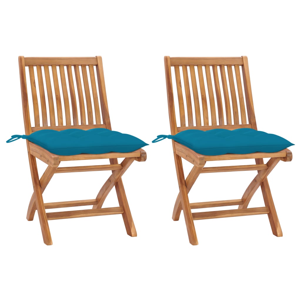 Gartenstühle 2 Stk. Mit En Kissen Massivholz Teak