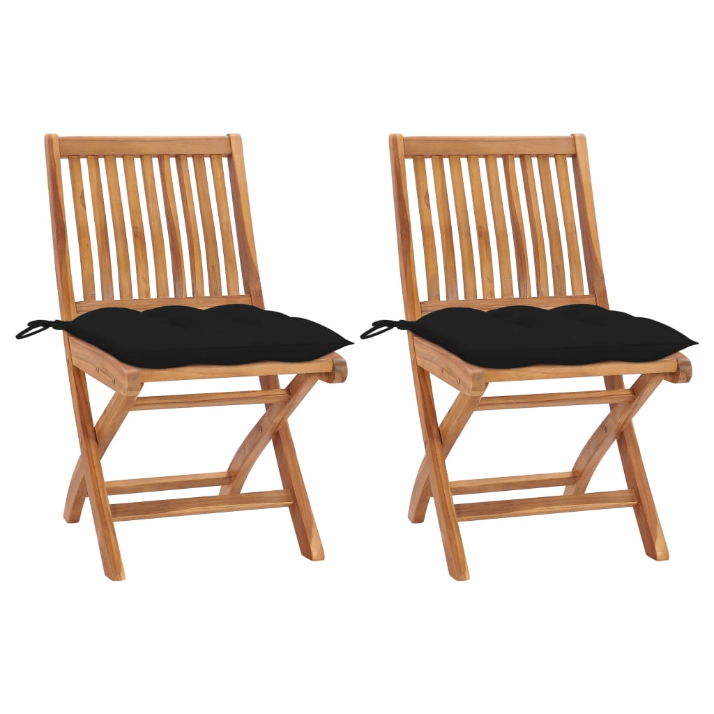 Gartenstühle 2 Stk. Mit En Kissen Massivholz Teak