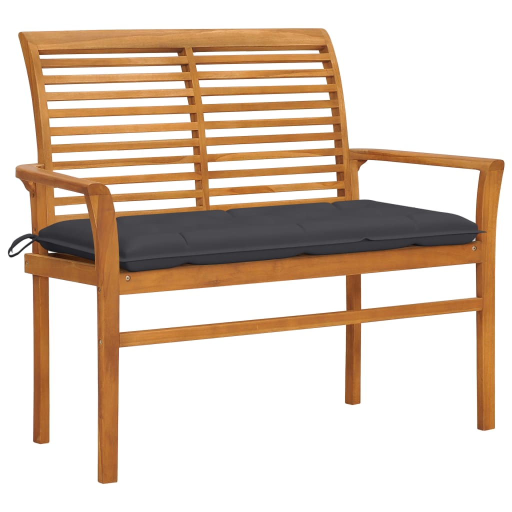 Gartenbank Mit Er Auflage 112 Cm Massivholz Teak