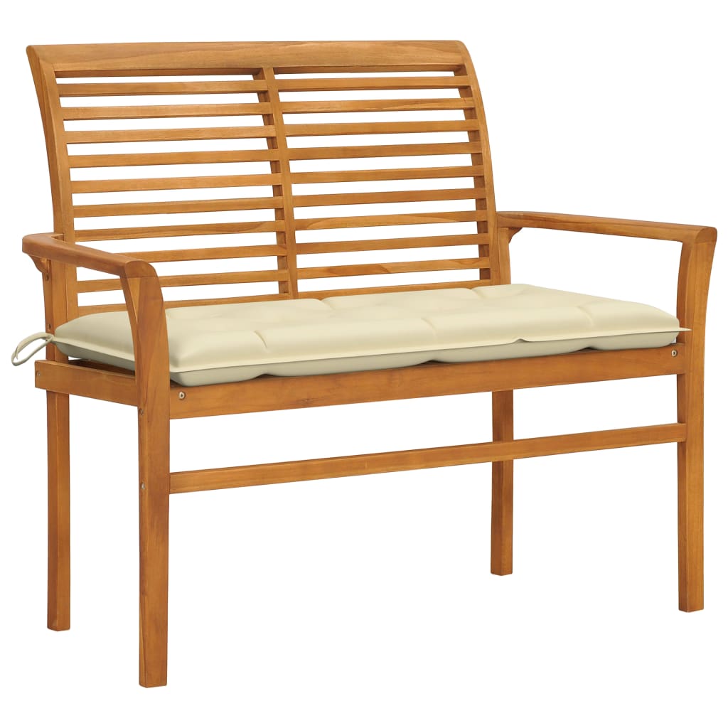 Gartenbank Mit Er Auflage 112 Cm Massivholz Teak