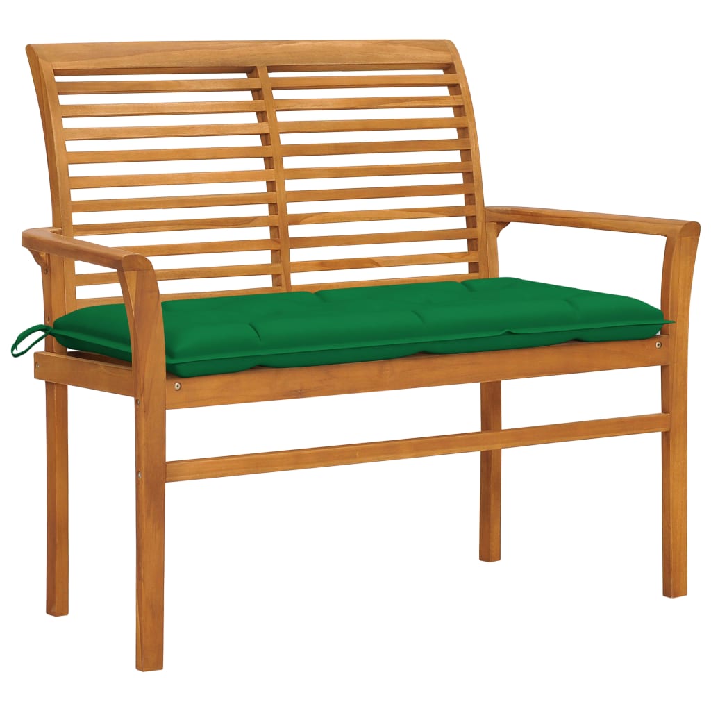 Gartenbank Mit Er Auflage 112 Cm Massivholz Teak