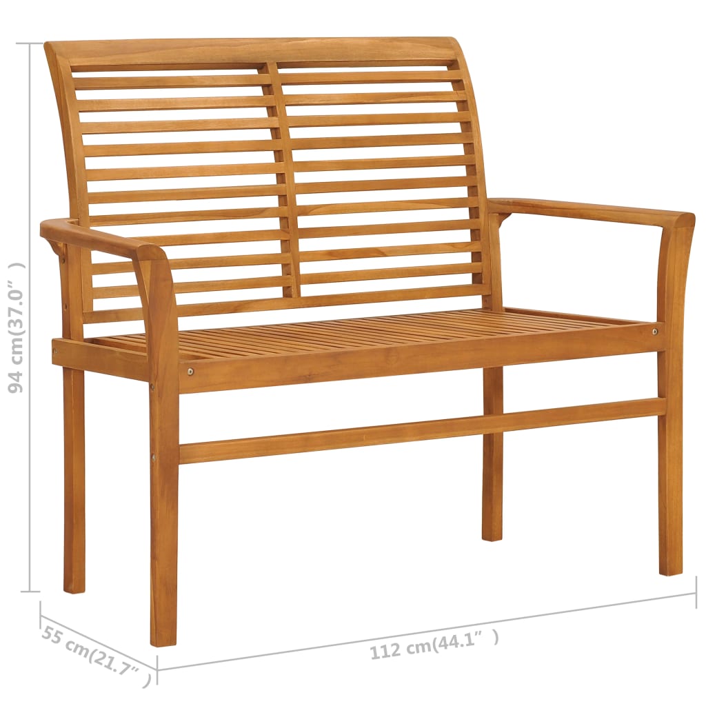 Gartenbank Mit Er Auflage 112 Cm Massivholz Teak
