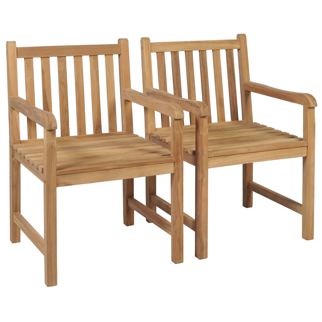 Gartenstühle 2 Stk. Mit Weißen Kissen Massivholz Teak