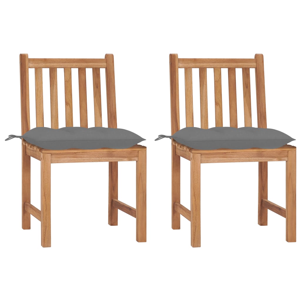 Gartenstühle 2 Stk. Mit Kissen Massivholz Teak