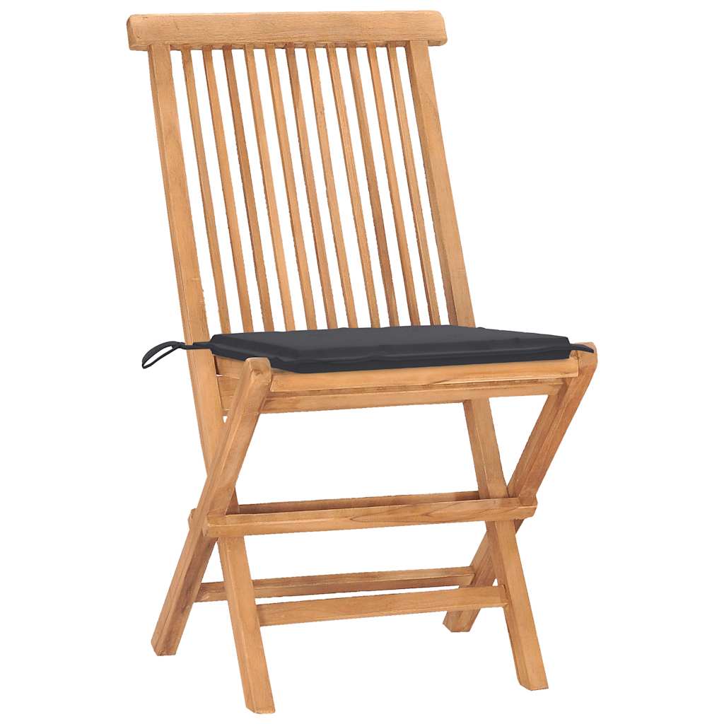 3-Tlg. Garten-Essgruppe Mit Kissen Klappbar Massivholz Teak