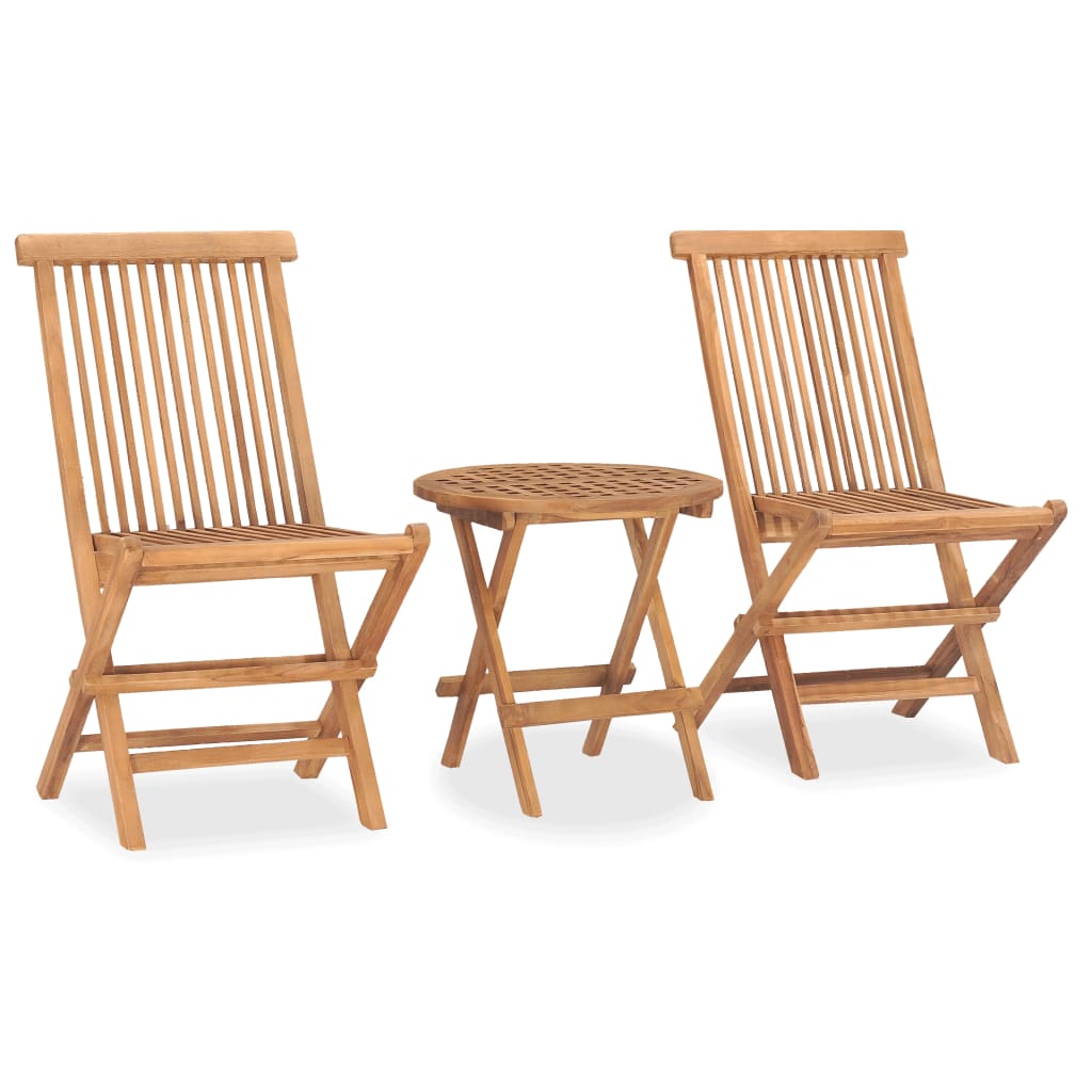 3-Tlg. Garten-Essgruppe Mit Kissen Klappbar Massivholz Teak