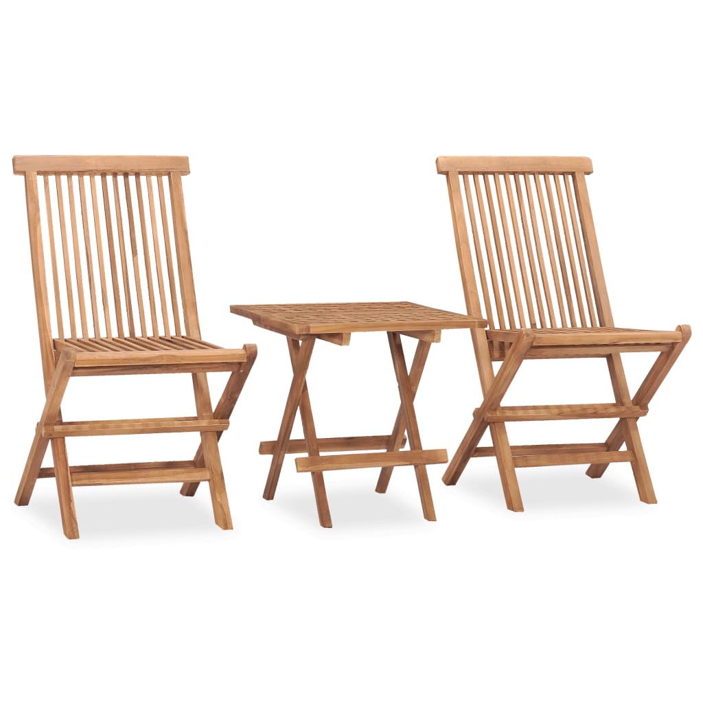 3-Tlg. Garten-Essgruppe Mit Kissen Klappbar Massivholz Teak