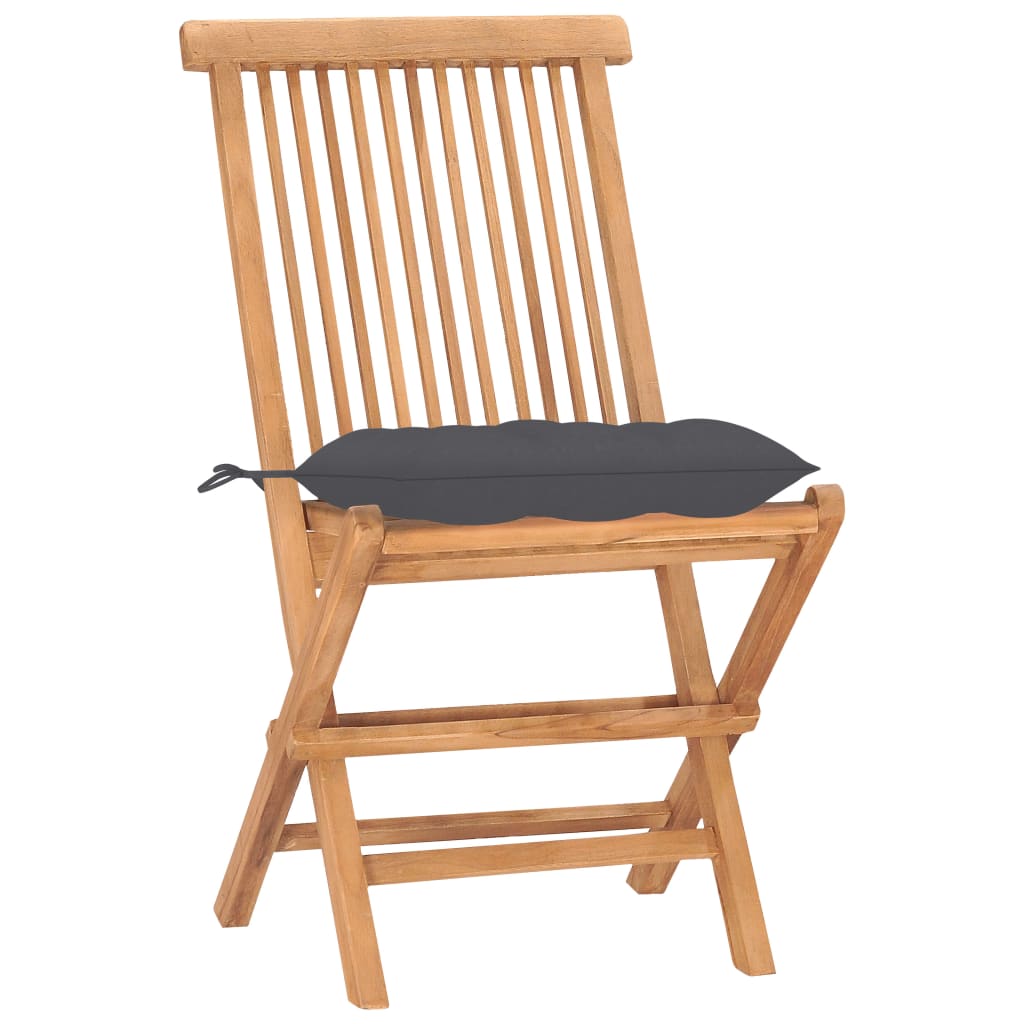 3-Tlg. Garten-Essgruppe Mit Kissen Klappbar Massivholz Teak