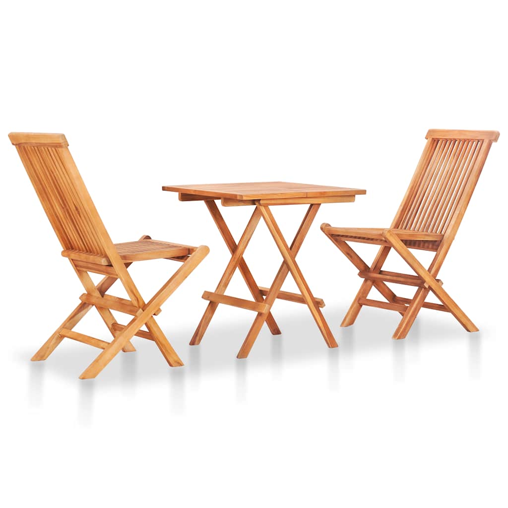 3-Tlg. Bistroset Mit Kissen Massivholz Teak
