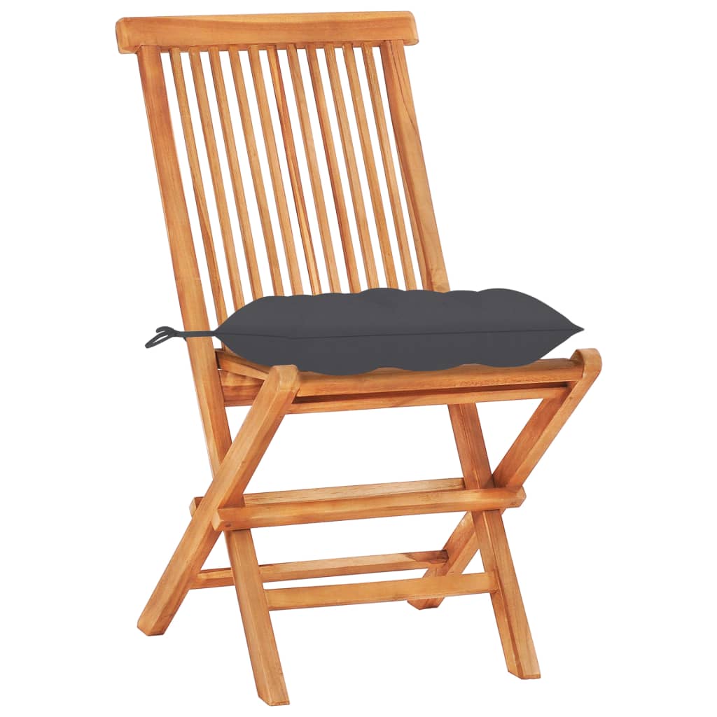 3-Tlg. Bistro-Set Mit Kissen Massivholz Teak