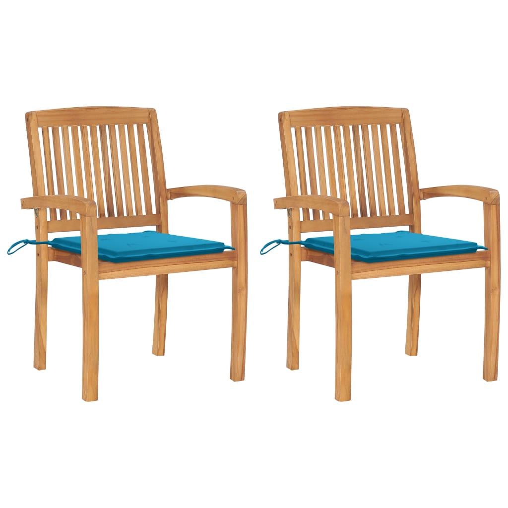 Stapelbare Gartenstühle Mit Kissen 4 Stk. Massivholz Teak