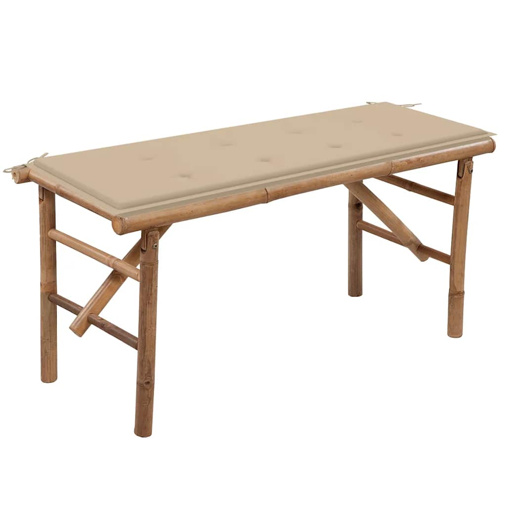 Klappbare Gartenbank Mit Auflage 118 Cm Bambus