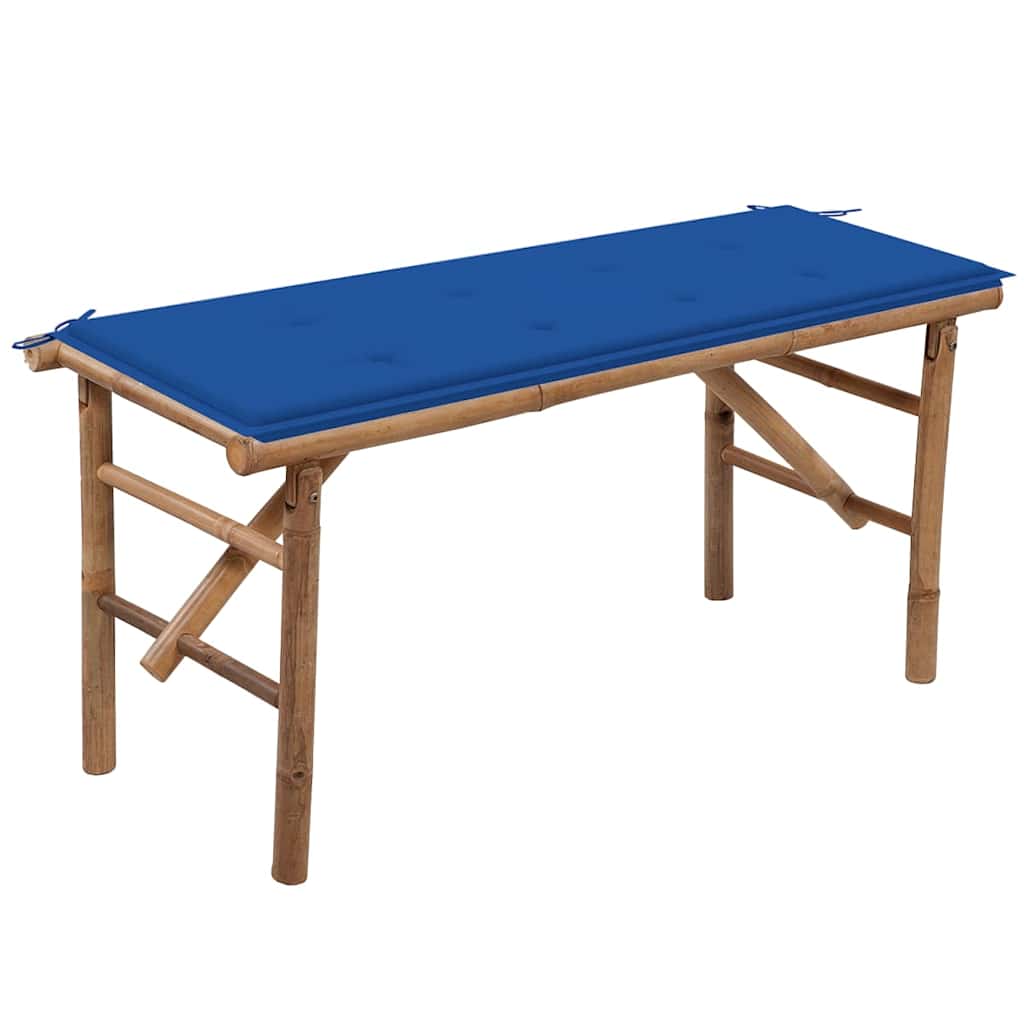 Klappbare Gartenbank Mit Auflage 118 Cm Bambus