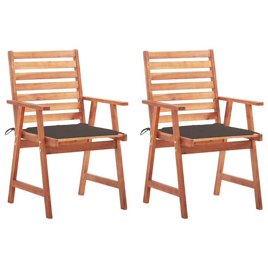 Garten-Essstühle 2 Stk. Mit Kissen Massivholz Akazie