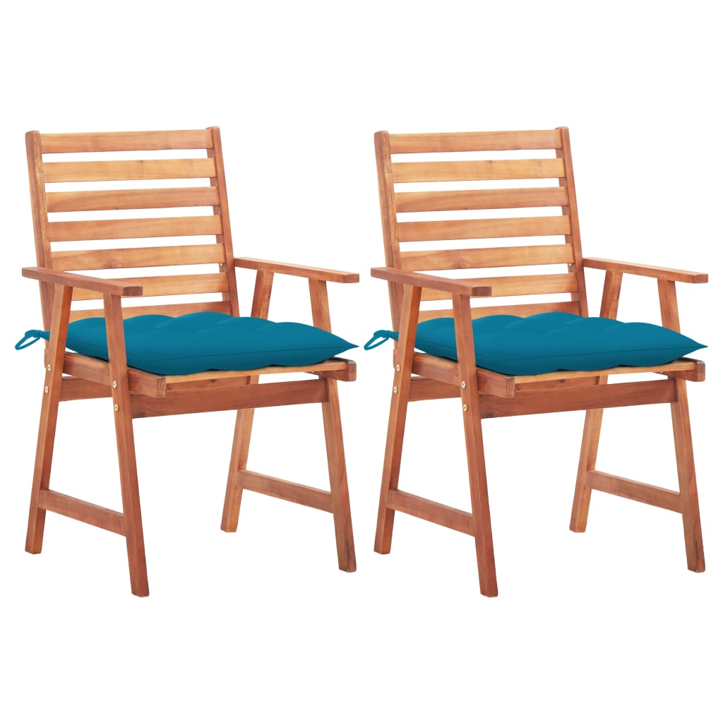 Garten-Essstühle 2 Stk. Mit Kissen Massivholz Akazie