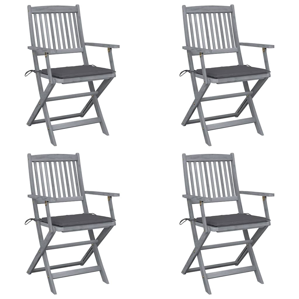 Klappbare Gartenstühle 6 Stk. Mit Sitzkissen Massivholz Akazie