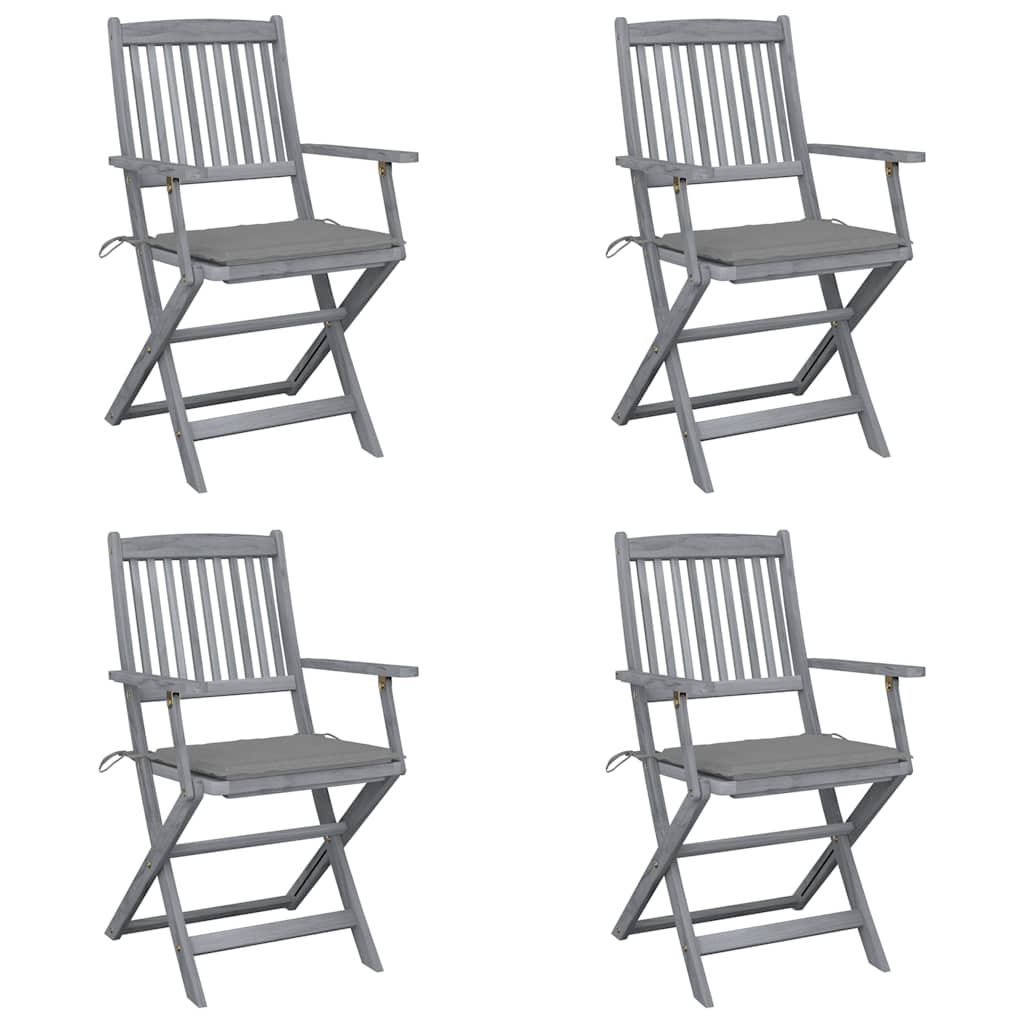 Klappbare Gartenstühle 6 Stk. Mit Sitzkissen Massivholz Akazie