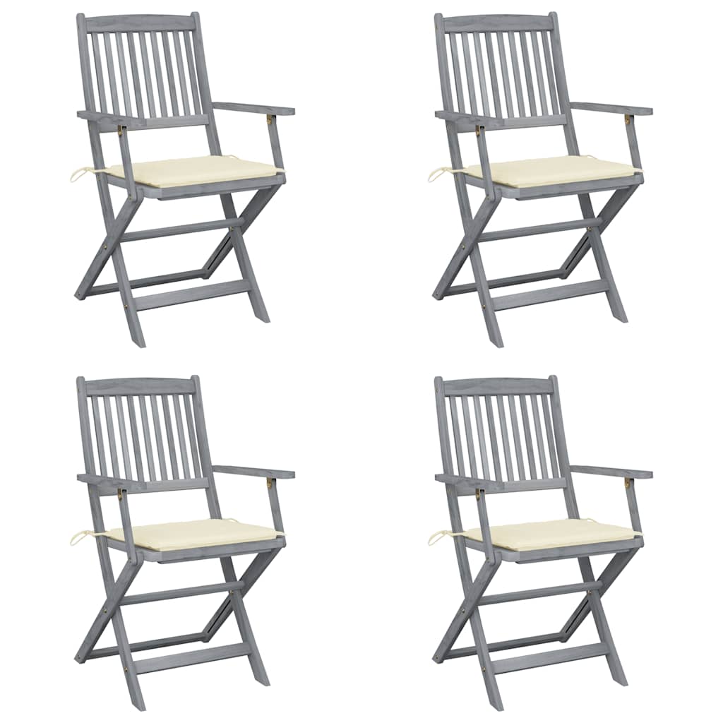 Klappbare Gartenstühle 6 Stk. Mit Sitzkissen Massivholz Akazie