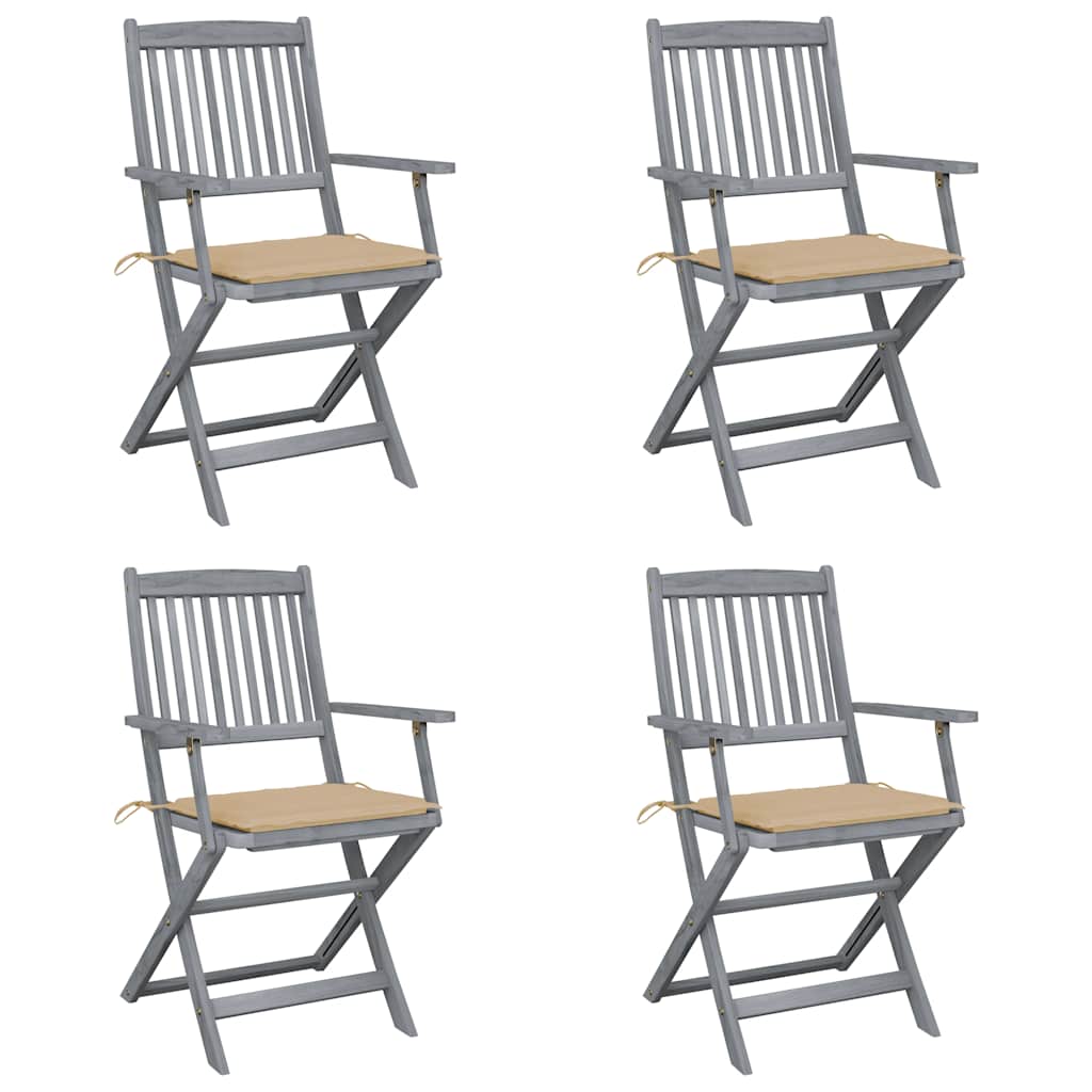 Klappbare Gartenstühle 6 Stk. Mit Sitzkissen Massivholz Akazie