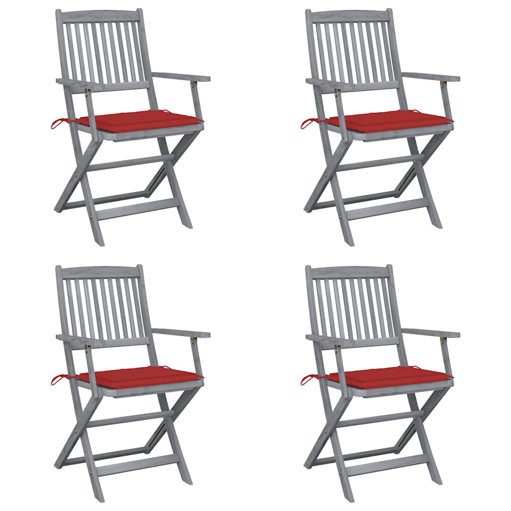 Klappbare Gartenstühle 6 Stk. Mit Sitzkissen Massivholz Akazie