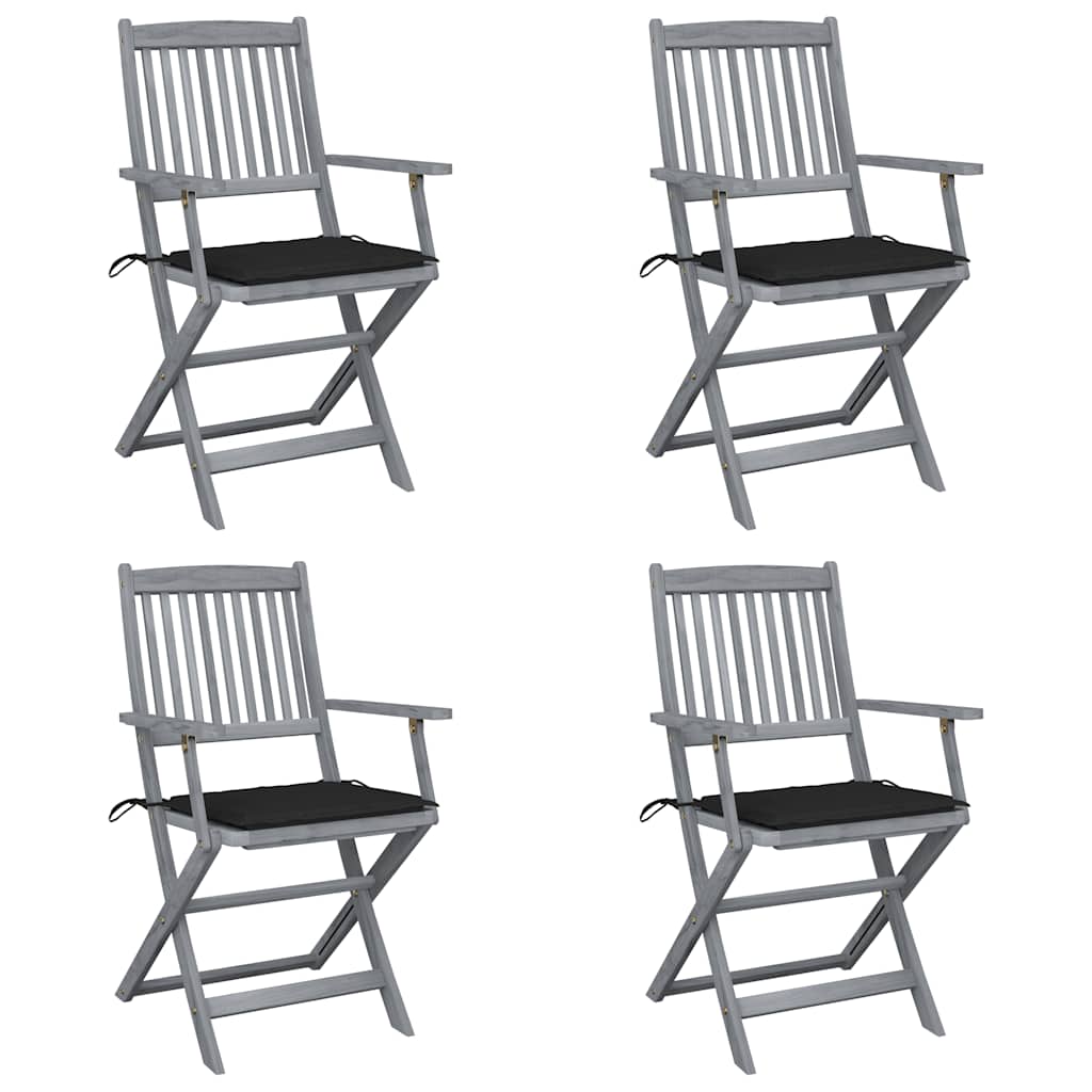 Klappbare Gartenstühle 6 Stk. Mit Sitzkissen Massivholz Akazie