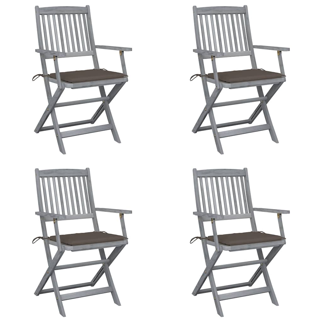 Klappbare Gartenstühle 6 Stk. Mit Sitzkissen Massivholz Akazie