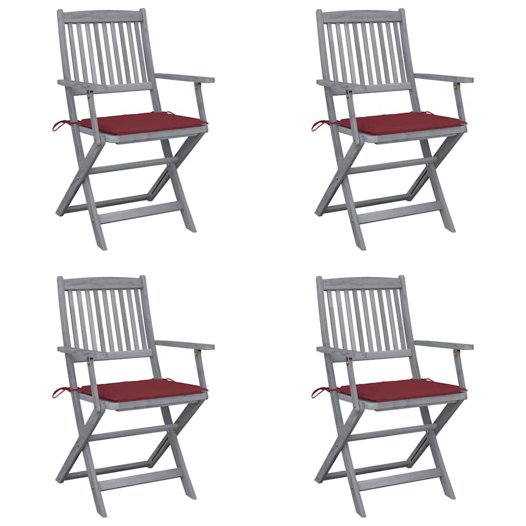 Klappbare Gartenstühle 6 Stk. Mit Sitzkissen Massivholz Akazie