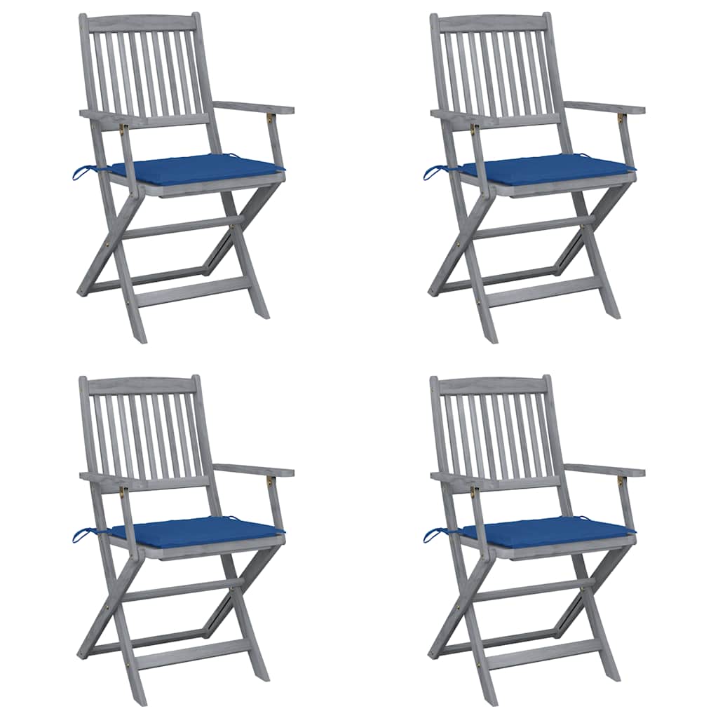 Klappbare Gartenstühle 6 Stk. Mit Sitzkissen Massivholz Akazie