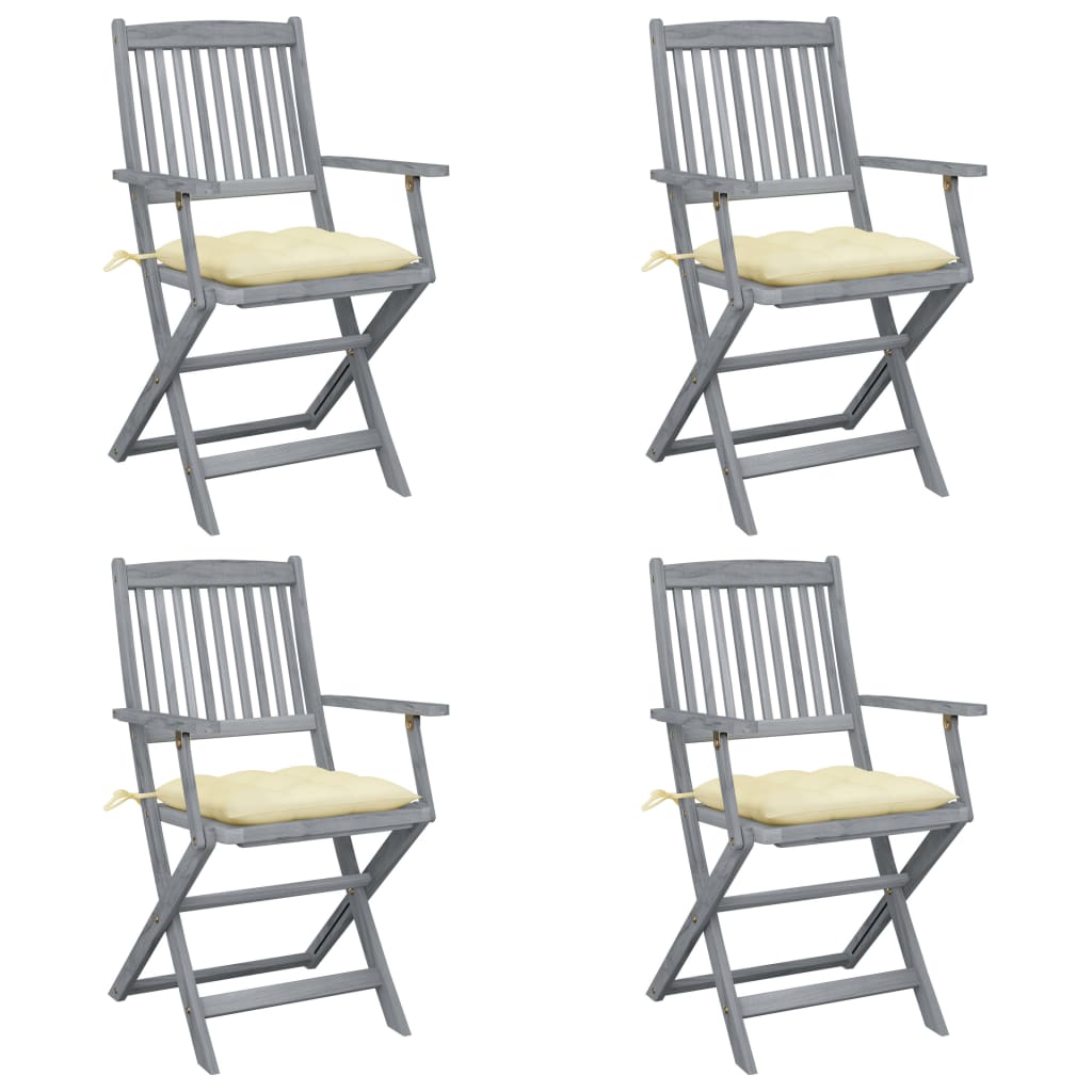 Klappbare Gartenstühle 4 Stk. Mit Kissen Massivholz Akazie