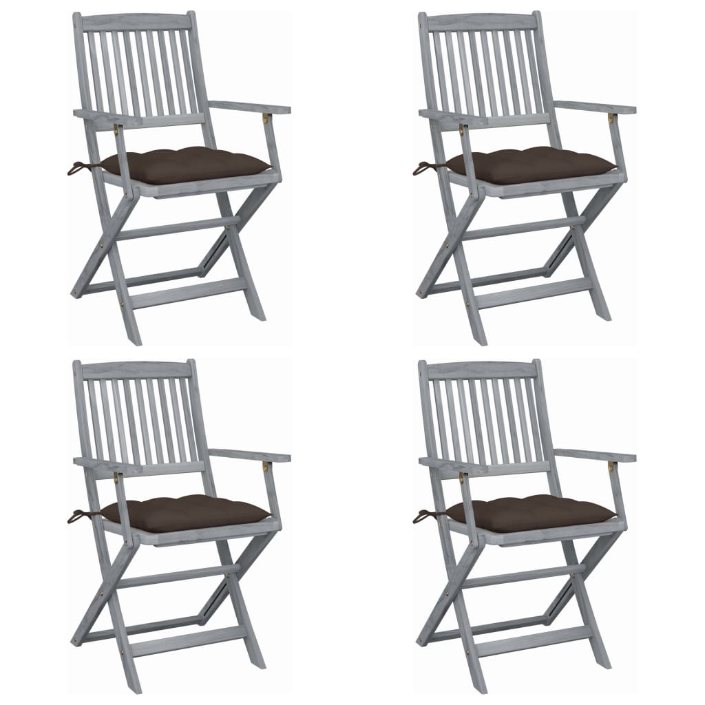 Klappbare Gartenstühle 4 Stk. Mit Kissen Massivholz Akazie