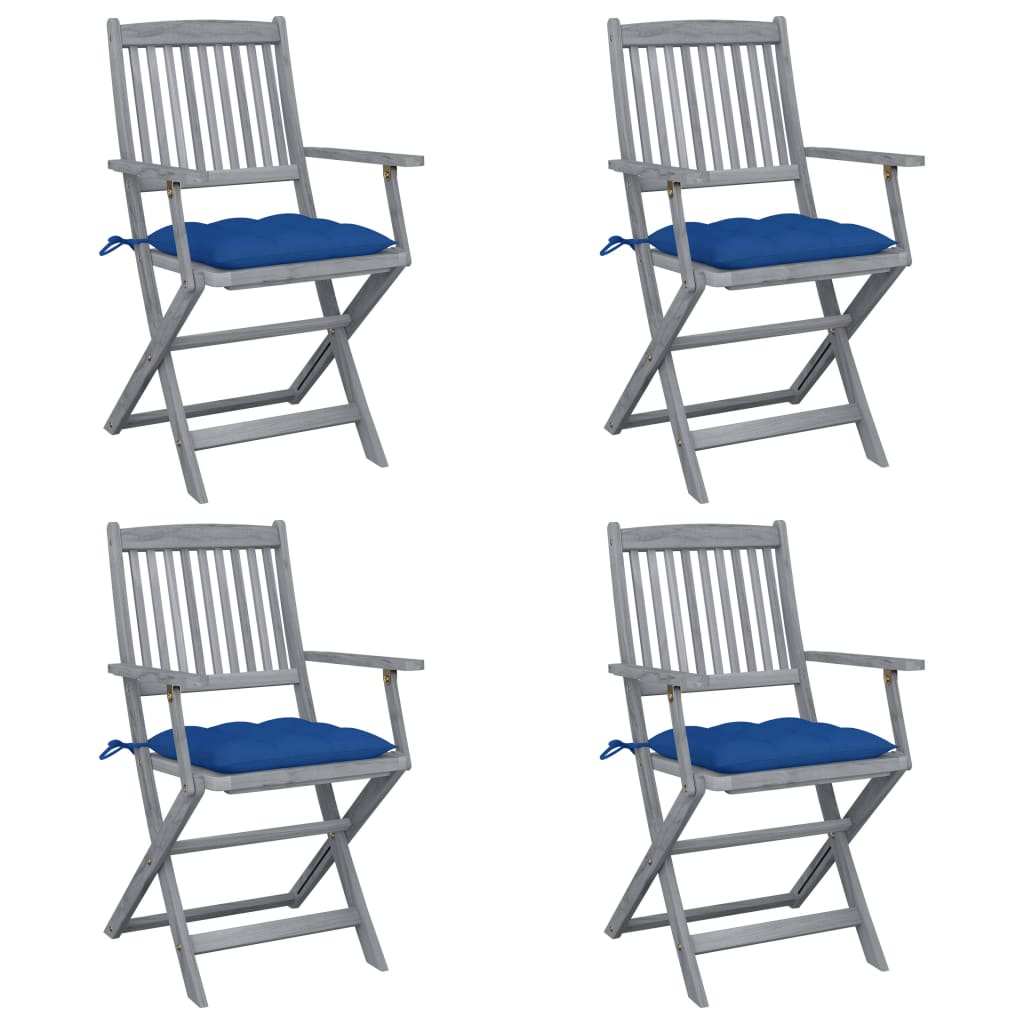 Klappbare Gartenstühle 4 Stk. Mit Kissen Massivholz Akazie