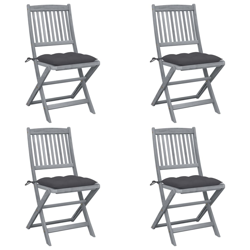 Klappbare Gartenstühle 4 Stk. Mit Kissen Massivholz Akazie