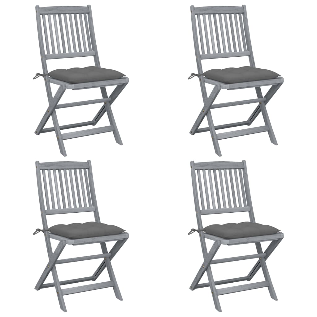Klappbare Gartenstühle 4 Stk. Mit Kissen Massivholz Akazie