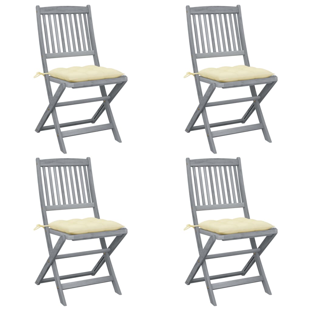 Klappbare Gartenstühle 4 Stk. Mit Kissen Massivholz Akazie