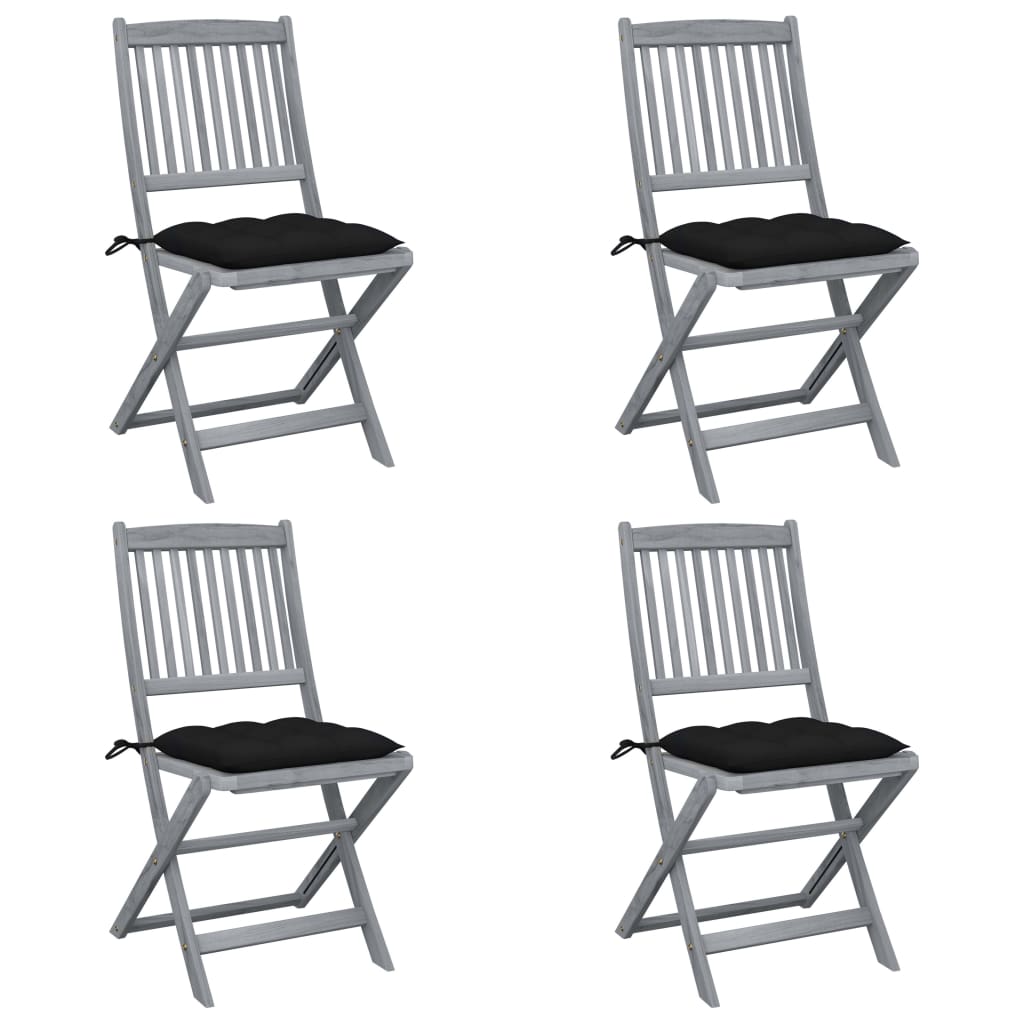 Klappbare Gartenstühle 4 Stk. Mit Kissen Massivholz Akazie