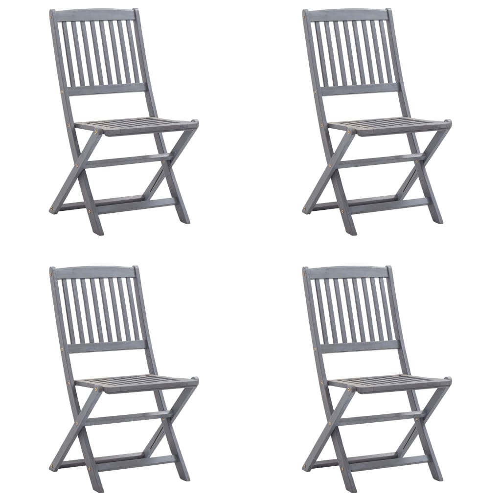 Klappbare Gartenstühle 4 Stk. Mit Kissen Massivholz Akazie