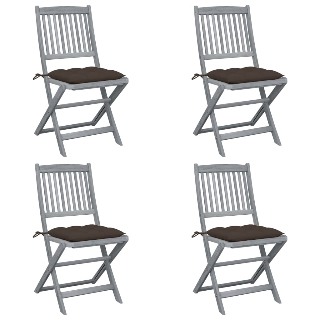 Klappbare Gartenstühle 4 Stk. Mit Kissen Massivholz Akazie
