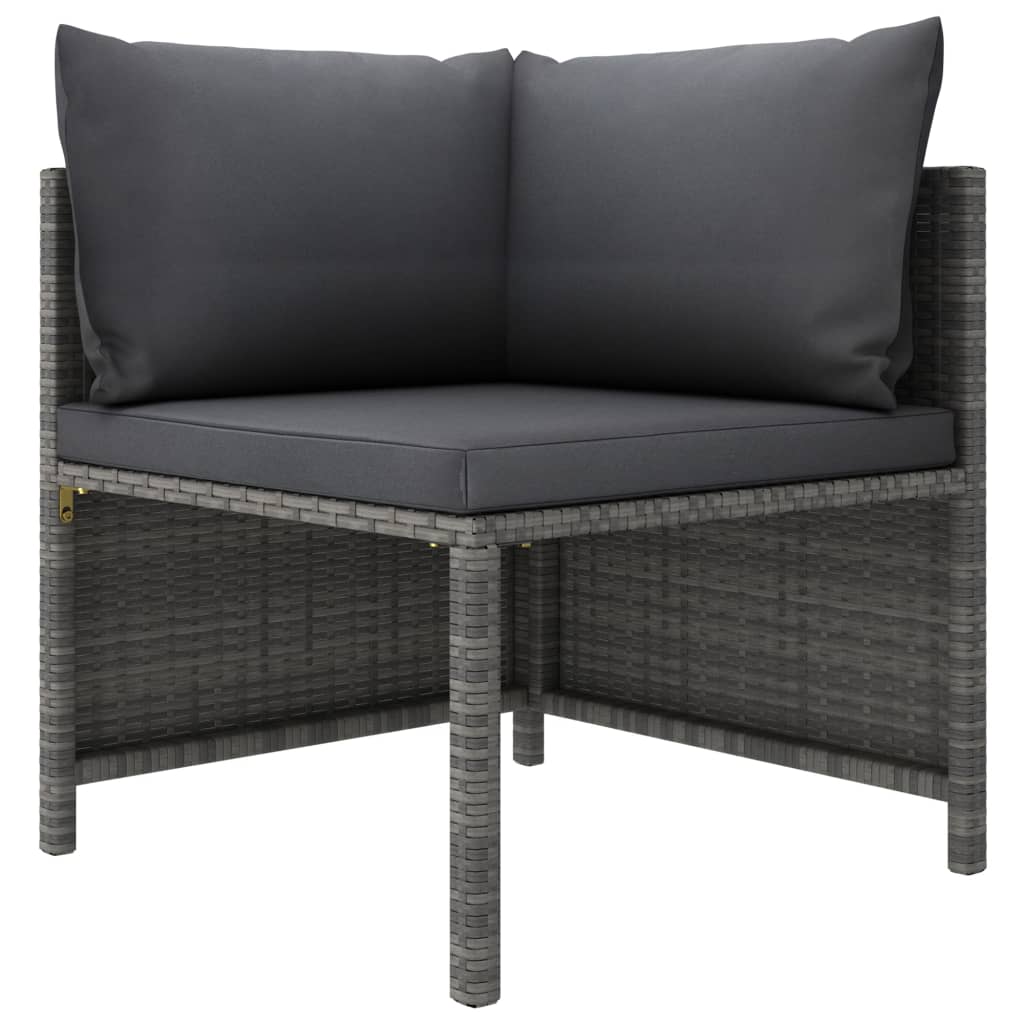 3-Tlg. Garten-Lounge-Set Mit Kissen Poly Rattan