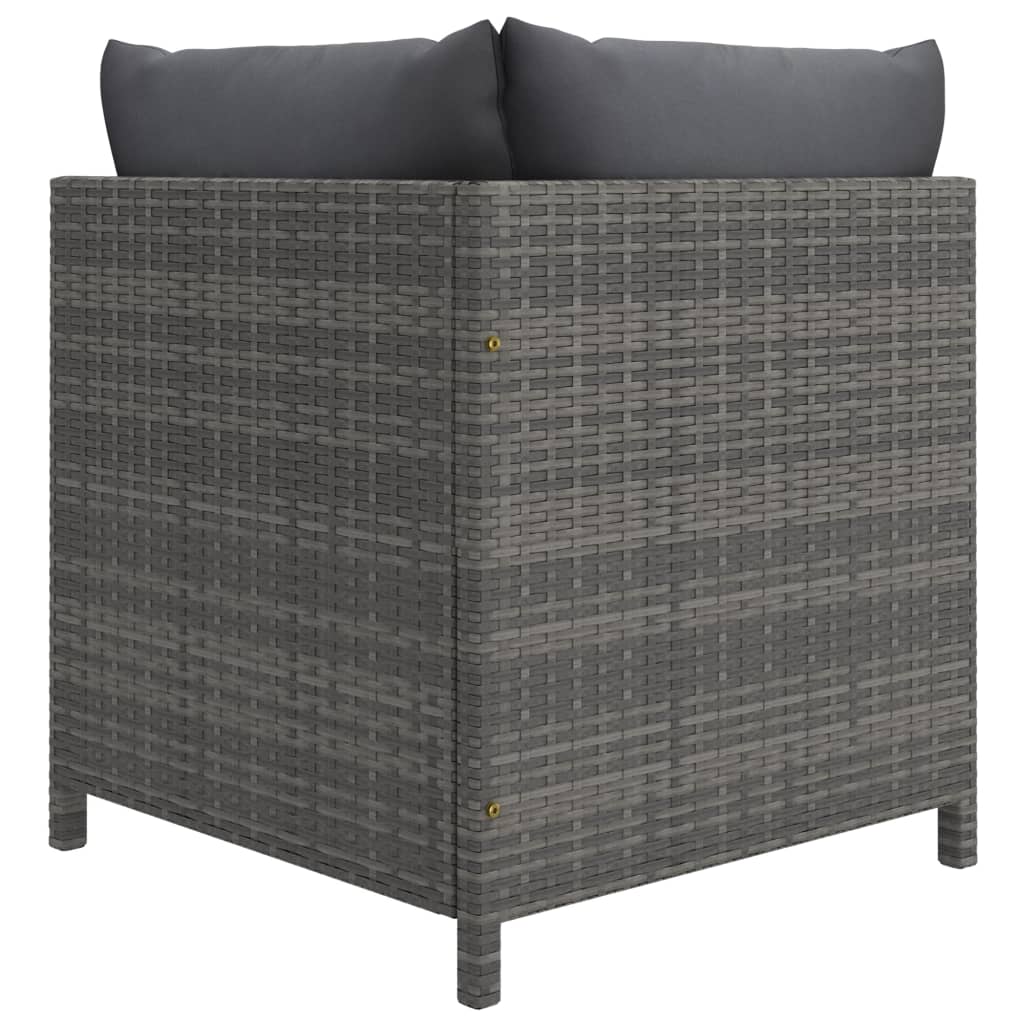 3-Tlg. Garten-Lounge-Set Mit Kissen Poly Rattan