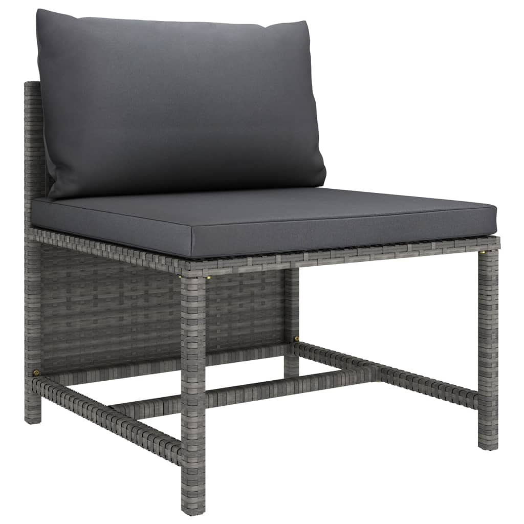3-Tlg. Garten-Lounge-Set Mit Kissen Poly Rattan