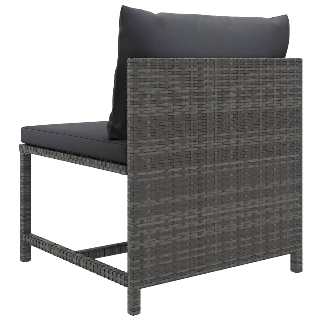 3-Tlg. Garten-Lounge-Set Mit Kissen Poly Rattan