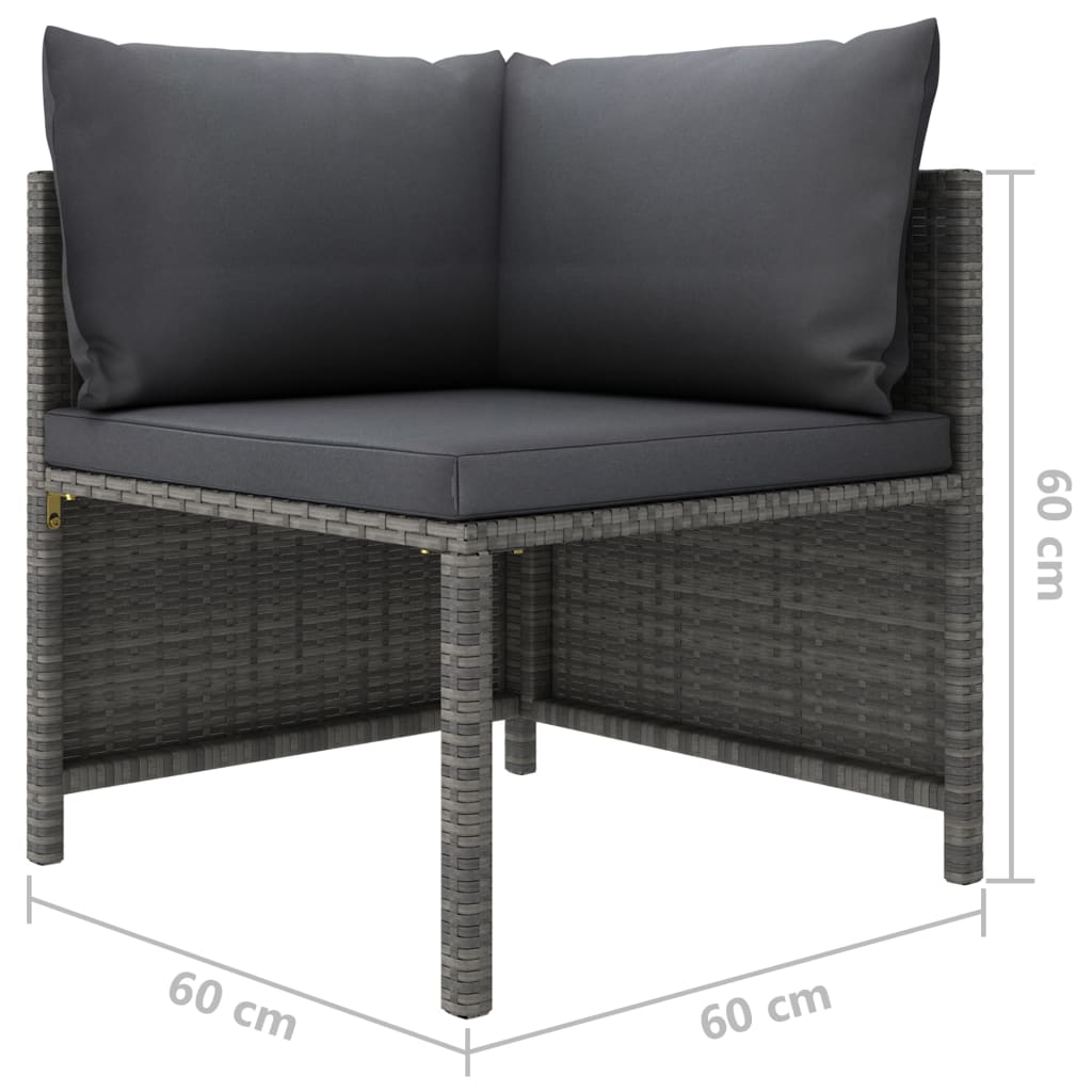 3-Tlg. Garten-Lounge-Set Mit Kissen Poly Rattan