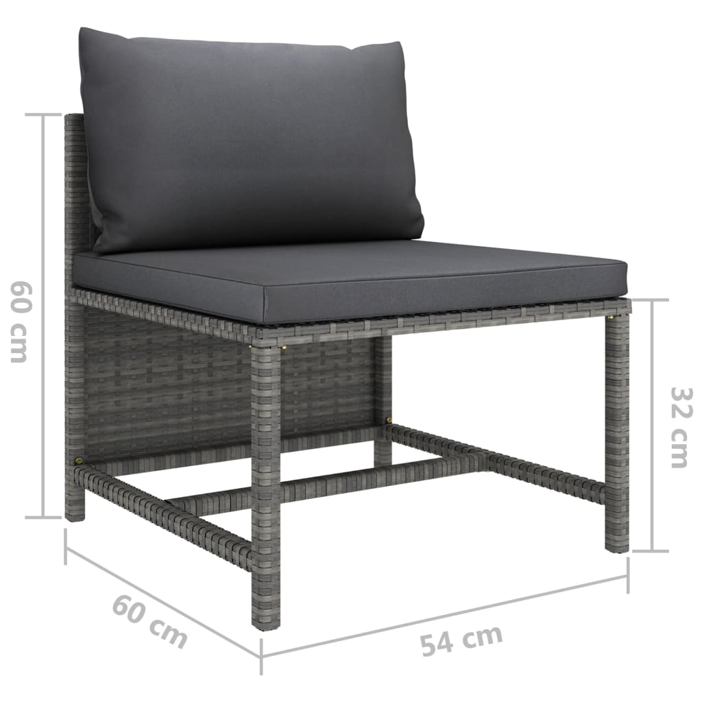 3-Tlg. Garten-Lounge-Set Mit Kissen Poly Rattan