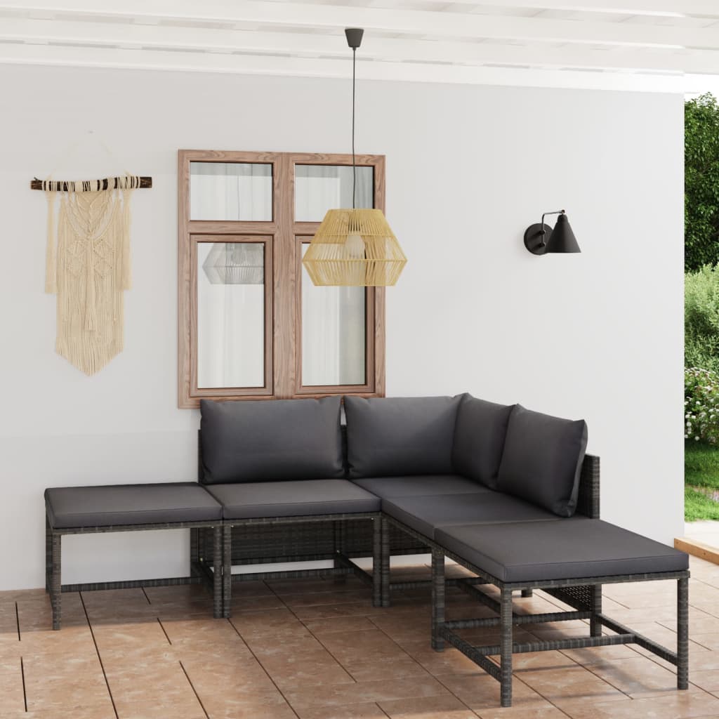 3-Tlg. Garten-Lounge-Set Mit Kissen Poly Rattan